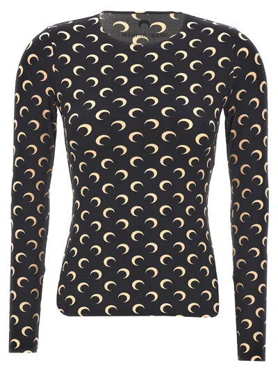 Marine Serre Moon Printed Jersey T-shirt In Black
