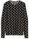 Marine Serre Black All Over Moon Turtleneck In Black