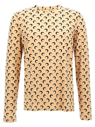 Marine Serre Moon Printed Jersey Tops In Beige