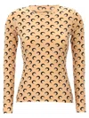 Marine Serre Crescent Moon Print T-shirt In Brown