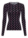 Marine Serre Moon Printed Jersey Long Sleeve Crewneck Top In Black