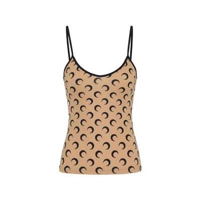 Marine Serre Moon Printed Jersey Top In Black