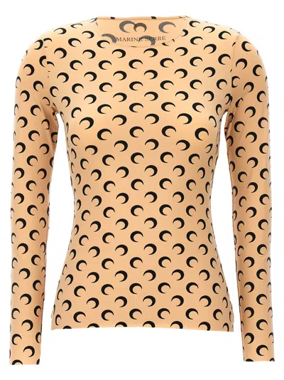 Marine Serre Moon Printed Jersey Top In Brown