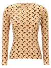 Marine Serre Recycled Moon Jersey Crewneck In Tan In Multi