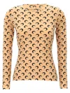 Marine Serre Recycled Moon Jersey Crewneck In Tan In Brown