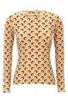 Marine Serre Recycled Moon Jersey Crewneck In Tan In Brown