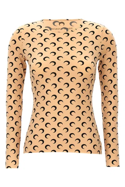 Marine Serre 'moon Printed Jersey' Top In Sand