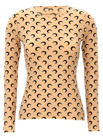 Marine Serre Moon Printed Jersey Top In Brown