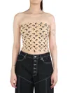 Marine Serre Beige Moon Printed Jersey Second Skin Tube Top In Neutrals
