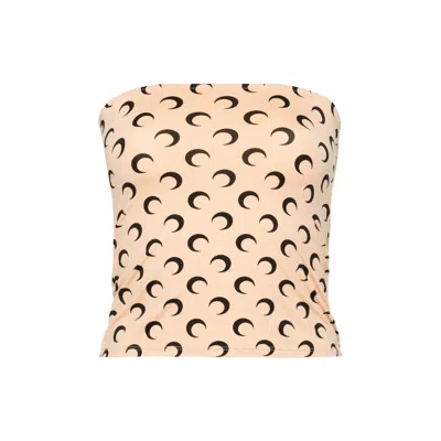 Marine Serre Beige Recycled Moon Jersey Second Skin Tube Top In Multi