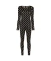 Marine Serre Black Recycled Moon Strass Jersey Catsuit In Black