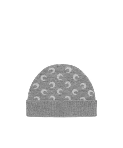 Marine Serre Moon Jacquard Knit Beanie In Gray