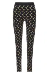 Marine Serre Moon Printed Stirrup Leggings In Black And Beige In Black