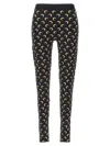 Marine Serre Moon Printed Stirrup Leggings In Black And Beige In Multi