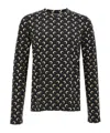 Marine Serre Black Crewneck Top With All-over Moon Print In Tech Fabric Stretch Woman In Black