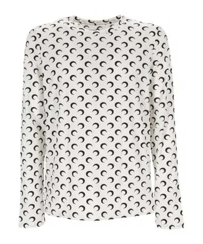 Marine Serre Moon Printed Long Sleeved T-shirt In White