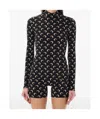 Marine Serre Long Sleeve Turtleneck Printed Blouse In Black