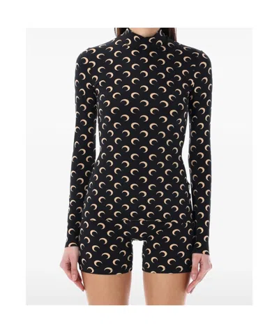 MARINE SERRE MARINE SERRE MOON PRINTED LONG-SLEEVED TOP
