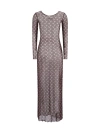 Marine Serre Brown Moon-print Mesh Maxi Dress In Brown
