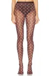 Marine Serre Brown Moon Print Mesh Tights In Brown