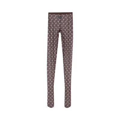 Pre-owned Marine Serre Moon Printed Mesh Tights 'brown' | Women's Size Xs