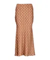 Marine Serre Printed High Waist Midi Skirt With Side Slit In Brown