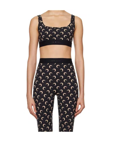 Marine Serre Moon-printed Plain Knitted Sports Bra