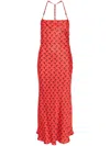 Marine Serre Red Moon Satin Long Slip Dress
