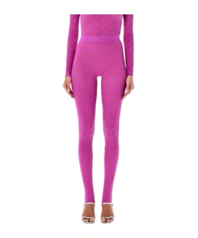 Marine Serre Moon Printed Skinny-cut Leggings In Pink