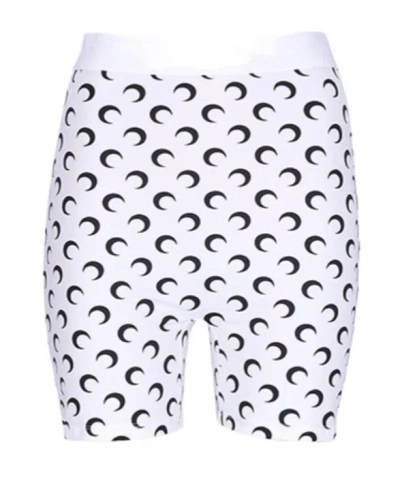 Marine Serre Moon Printed Skinny Sport Shorts In Multicolor