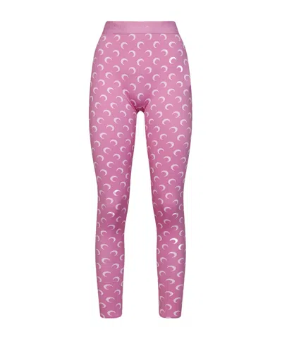 Marine Serre Moon Printed Skinny-cut Leggings In Pink
