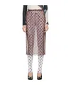 Marine Serre Brown Moon Printed Mesh Midi Skirt In Multicolor