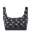 Marine Serre "moon" Printed Jersey Sports Bra In Black
