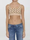 Marine Serre Moon Printed Sports Bra In Beige