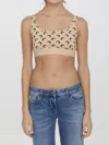 Marine Serre Moon Printed Sports Bra In Beige