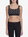 Marine Serre Black Top With All-over Crescent Moon Print In Tech Fabric Woman In Pink