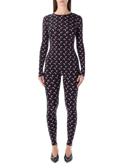 Marine Serre Moon Printed Stretch Jersey Catsuit In Black