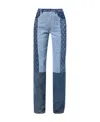 Marine Serre Moonogram Patchwork High Waist Nonstretch Wide Leg Jeans In Blue