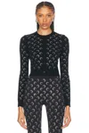 Marine Serre Moon Jacquard Knit Cardigan In Black