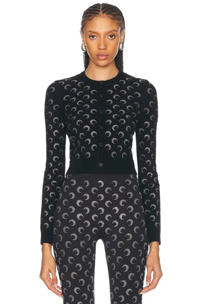 MARINE SERRE MOON RHINESTONE KNIT FITTED CARDIGAN