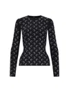 Marine Serre Black Recycled Moon Strass Jersey Second Skin Crewneck T-shirt In Black