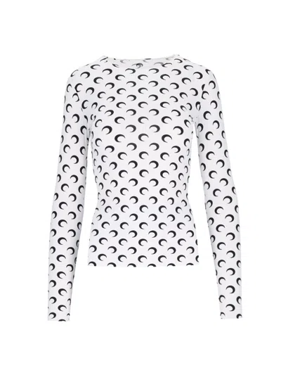 Marine Serre Moon Round Neckline Top In White