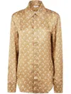 Marine Serre Moon Satin Button Down Shirt Clothing In Brown