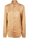 Marine Serre Moon Satin Button Down Shirt In Brown