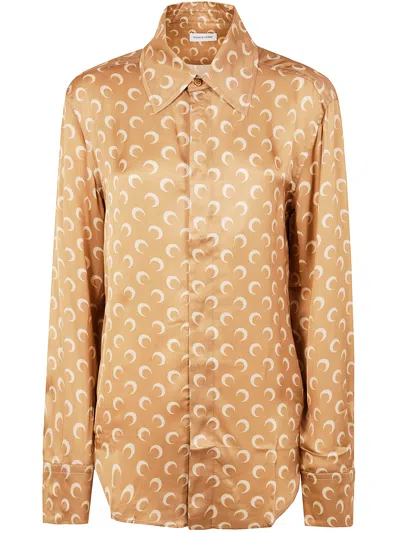 Marine Serre Moon Satin Button Down Shirt By