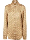 Marine Serre Moon Satin Button Down Shirt Clothing In Brown