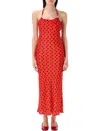 Marine Serre Red Moon Satin Long Slip Dress In Red