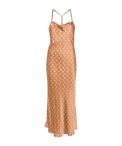 MARINE SERRE MARINE SERRE MOON-PRINT SQUARE NECK MAXI DRESS