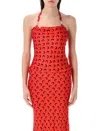 Marine Serre Moon Satin Strap Top In Red