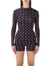 Marine Serre Moon Printed Jersey Ls Short Catsuit In Multi